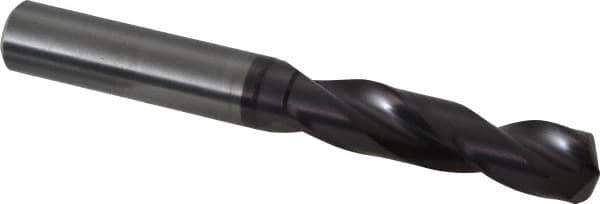 Guhring - 0.4646" 140° Spiral Flute Solid Carbide Screw Machine Drill Bit - FIREX Finish, Right Hand Cut, 55mm Flute Length, 102mm OAL, SU Point, Straight Shank - Apex Tool & Supply