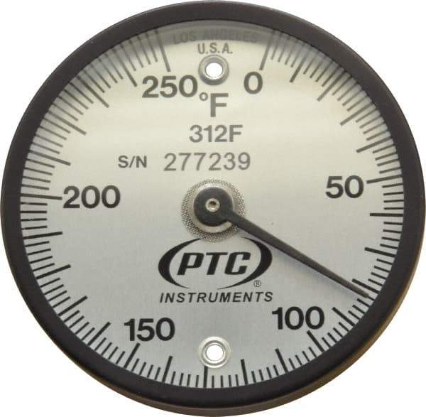 PTC Instruments - 250°F, 2 Inch Dial Diameter, Dual Magnet Mount Thermometer - 2° Division Graduation - Apex Tool & Supply