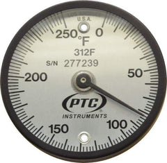 PTC Instruments - 250°F, 2 Inch Dial Diameter, Dual Magnet Mount Thermometer - 2° Division Graduation - Apex Tool & Supply