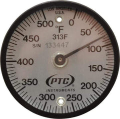 PTC Instruments - 500°F, 2 Inch Dial Diameter, Dual Magnet Mount Thermometer - 5° Division Graduation - Apex Tool & Supply