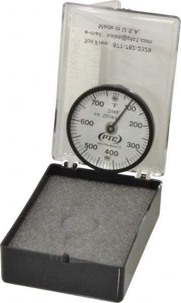 PTC Instruments - 50 to 750°F, 2 Inch Dial Diameter, Dual Magnet Mount Thermometer - 10° Division Graduation - Apex Tool & Supply