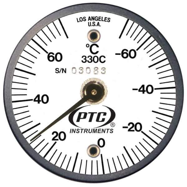 PTC Instruments - -70 to 70°C, 2 Inch Dial Diameter, Dual Magnet Mount Thermometer - 2° Division Graduation - Apex Tool & Supply