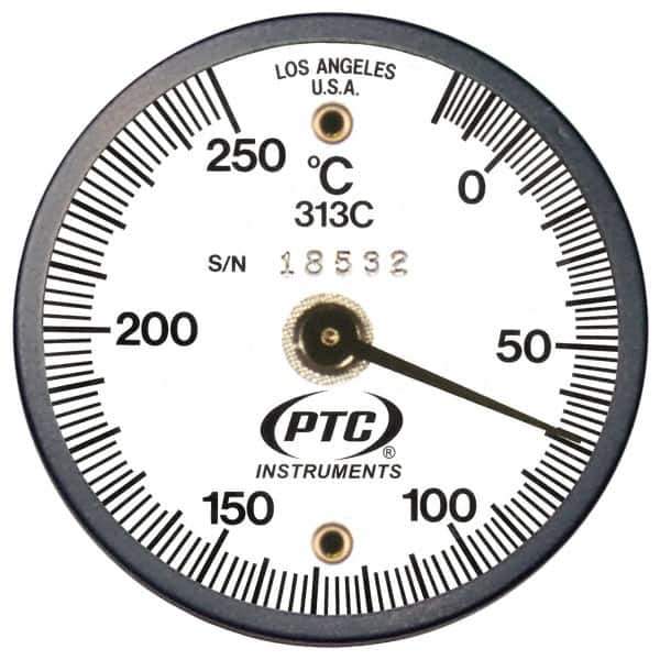 PTC Instruments - -20 to 200°C, 2 Inch Dial Diameter, Dual Magnet Mount Thermometer - 2° Division Graduation - Apex Tool & Supply