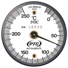 PTC Instruments - -20 to 200°C, 2 Inch Dial Diameter, Dual Magnet Mount Thermometer - 2° Division Graduation - Apex Tool & Supply