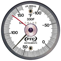 PTC Instruments - -100 to 160°F, 2 Inch Dial Diameter, Dual Magnet Mount Thermometer - 2° Division Graduation - Apex Tool & Supply