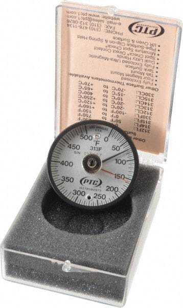 PTC Instruments - 500°F, 2 Inch Dial Diameter, Dual Magnet Mount Thermometer - 5° Division Graduation - Apex Tool & Supply