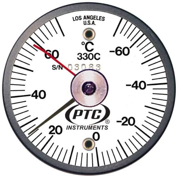 PTC Instruments - -70 to 70°C, 2 Inch Dial Diameter, Dual Magnet Mount Thermometer - 2° Division Graduation - Apex Tool & Supply