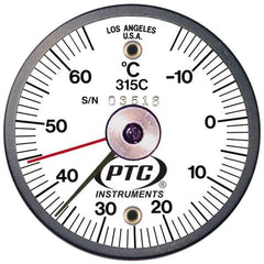 PTC Instruments - -15 to 65°C, 2 Inch Dial Diameter, Dual Magnet Mount Thermometer - 1° Division Graduation - Apex Tool & Supply