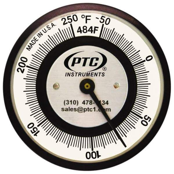 PTC Instruments - -50 to 250°F, 2 Inch Dial Diameter, Pipe Surface Clip On Thermometer - 2° Division Graduation - Apex Tool & Supply