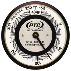 PTC Instruments - -50 to 250°F, 2 Inch Dial Diameter, Pipe Surface Clip On Thermometer - 2° Division Graduation - Apex Tool & Supply