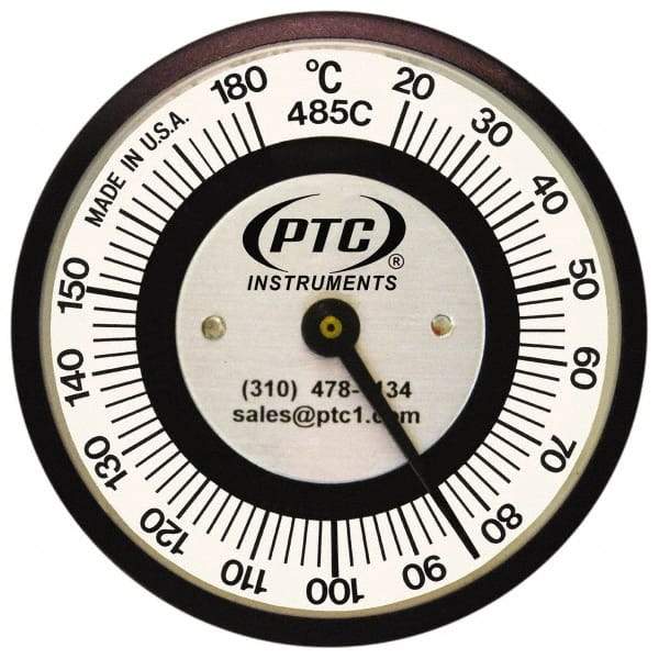 PTC Instruments - 20 to 185°C, 2 Inch Dial Diameter, Pipe Surface Clip On Thermometer - 1° Division Graduation - Apex Tool & Supply