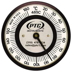 PTC Instruments - 20 to 185°C, 2 Inch Dial Diameter, Pipe Surface Clip On Thermometer - 1° Division Graduation - Apex Tool & Supply