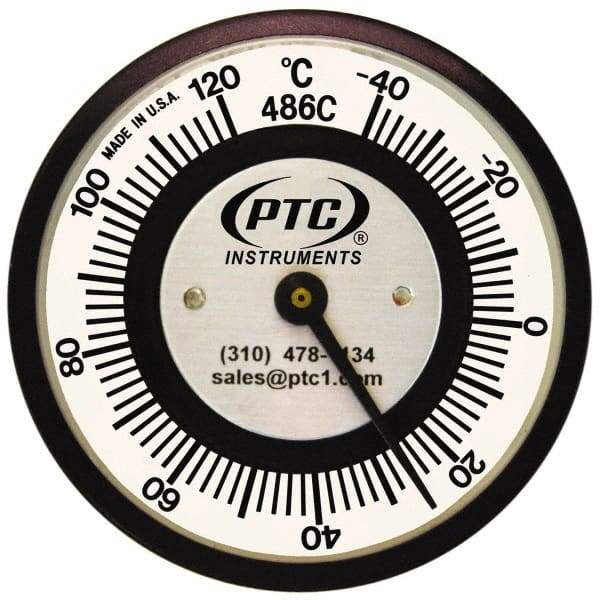 PTC Instruments - -40 to 120°C, 2 Inch Dial Diameter, Pipe Surface Spring Held Thermometer - 2° Division Graduation - Apex Tool & Supply