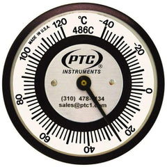 PTC Instruments - -40 to 120°C, 2 Inch Dial Diameter, Pipe Surface Spring Held Thermometer - 2° Division Graduation - Apex Tool & Supply