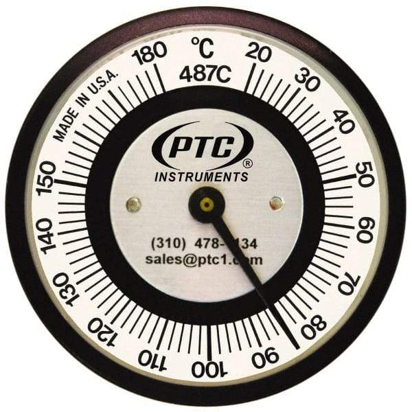 PTC Instruments - 20 to 180°C, 2 Inch Dial Diameter, Pipe Surface Spring Held Thermometer - 2° Division Graduation - Apex Tool & Supply