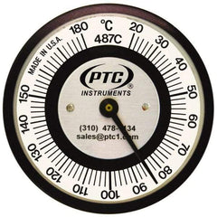 PTC Instruments - 20 to 180°C, 2 Inch Dial Diameter, Pipe Surface Spring Held Thermometer - 2° Division Graduation - Apex Tool & Supply