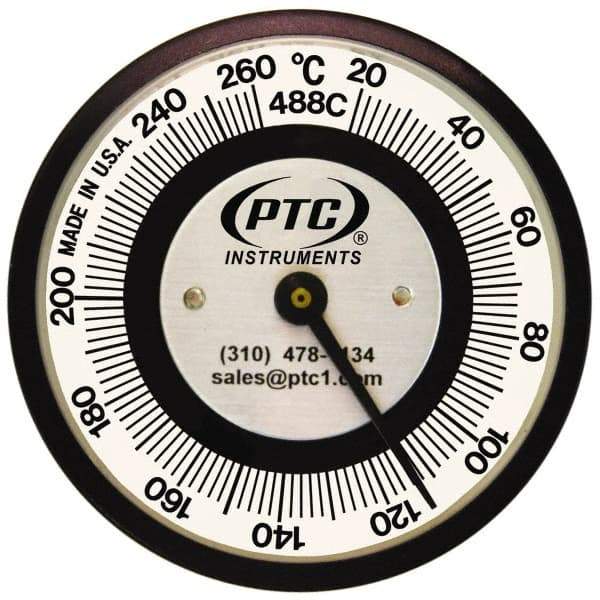 PTC Instruments - 20 to 260°C, 2 Inch Dial Diameter, Pipe Surface Spring Held Thermometer - 5° Division Graduation - Apex Tool & Supply