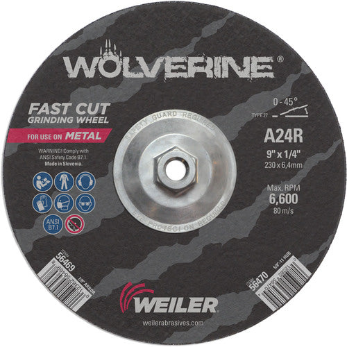 Vortec Pro 9″ × 1/4″ Type 27 Grinding Wheel, A24R, 5/8″-11 UNC Nut - Apex Tool & Supply