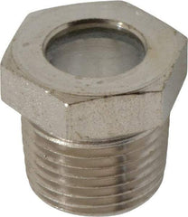 LDI Industries - 7/16" Sight Diam, 3/8" Thread, 0.72" OAL, High Pressure Fused Pipe Thread, Open View Sight Glass & Flow Sight - 3/4" Head, 1,850 Max psi, 3/8-18 Thread - Apex Tool & Supply