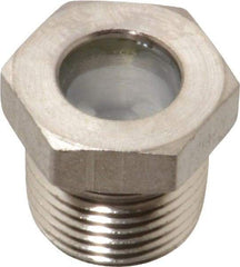 LDI Industries - 7/16" Sight Diam, 3/8" Thread, 0.72" OAL, High Pressure Fused Pipe Thread with Reflector Sight Glass & Flow Sight - 3/4" Head, 1,850 Max psi, 3/8-18 Thread - Apex Tool & Supply