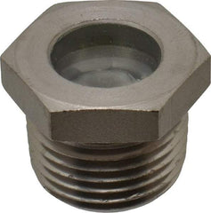 LDI Industries - 9/16" Sight Diam, 1/2" Thread, 0.78" OAL, High Pressure Fused Pipe Thread with Reflector Sight Glass & Flow Sight - 15/16" Head, 1,750 Max psi, 1/2-14 Thread - Apex Tool & Supply