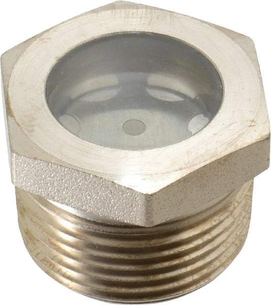 LDI Industries - 15/16" Sight Diam, 1" Thread, 1.06" OAL, High Pressure Fused Pipe Thread with Reflector Sight Glass & Flow Sight - 1-3/8" Head, 1,250 Max psi, 1 to 11-1/2 Thread - Apex Tool & Supply