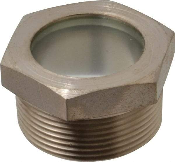 LDI Industries - 1-7/16" Sight Diam, 1-1/2" Thread, 1.22" OAL, High Pressure Fused Pipe Thread, Open View Sight Glass & Flow Sight - 2" Head, 750 Max psi, 1-1/2 to 11-1/2 Thread - Apex Tool & Supply