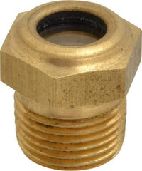 LDI Industries - 7/16" Sight Diam, 3/8" Thread, 0.88" OAL, Low Pressure Pipe Thread Lube Sight with Reflector Sight Glass & Flow Sight - 3/4" Head, 30 Max psi, 3/8-18 Thread - Apex Tool & Supply