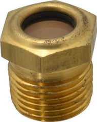 LDI Industries - 9/16" Sight Diam, 1/2" Thread, 1" OAL, Low Pressure Pipe Thread Lube Sight, Open View Sight Glass & Flow Sight - 7/8" Head, 20 Max psi, 1/2-14 Thread - Apex Tool & Supply