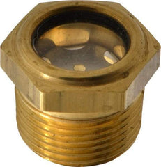 LDI Industries - 3/4" Sight Diam, 3/4" Thread, 1" OAL, Low Pressure Pipe Thread Lube Sight with Reflector Sight Glass & Flow Sight - 1-1/8" Head, 10 Max psi, 3/4-14 Thread - Apex Tool & Supply