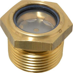 LDI Industries - 31/32" Sight Diam, 1" Thread, 1.19" OAL, Low Pressure Pipe Thread Lube Sight with Reflector Sight Glass & Flow Sight - 1-7/16" Head, 7 Max psi, 1 to 11-1/2 Thread - Apex Tool & Supply