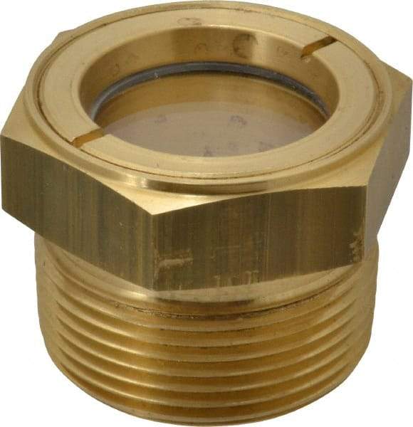 LDI Industries - 1-1/8" Sight Diam, 1-1/4" Thread, 1.44" OAL, Low Pressure Pipe Thread Lube Sight, Open View Sight Glass & Flow Sight - 1-3/4" Head, 5 Max psi, 1-1/4 to 11-1/2 Thread - Apex Tool & Supply