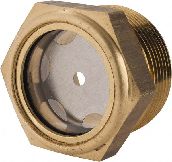 LDI Industries - 1-3/8" Sight Diam, 1-1/2" Thread, 1-1/2" OAL, Low Pressure Pipe Thread Lube Sight with Reflector Sight Glass & Flow Sight - 2" Head, 2 Max psi, 1-1/2 to 11-1/2 Thread - Apex Tool & Supply