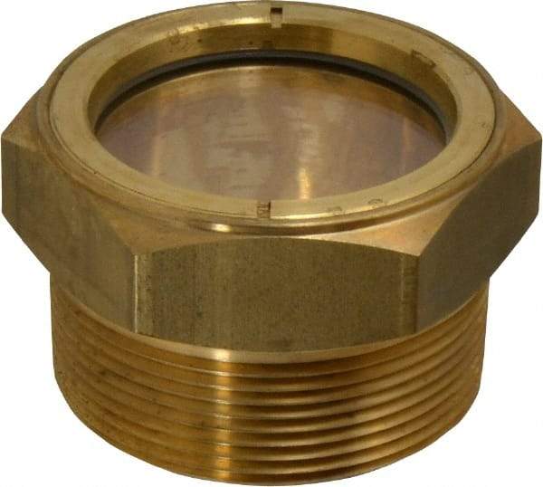 LDI Industries - 1-7/8" Sight Diam, 2" Thread, 1.69" OAL, Low Pressure Pipe Thread Lube Sight, Open View Sight Glass & Flow Sight - 2-1/2" Head, 2 Max psi, 2 to 11-1/2 Thread - Apex Tool & Supply