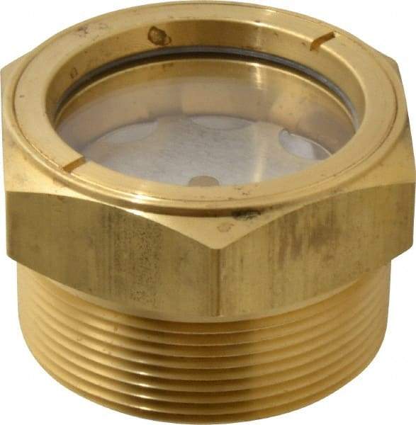 LDI Industries - 1-7/8" Sight Diam, 2" Thread, 1.69" OAL, Low Pressure Pipe Thread Lube Sight with Reflector Sight Glass & Flow Sight - 2-1/2" Head, 2 Max psi, 2 to 11-1/2 Thread - Apex Tool & Supply