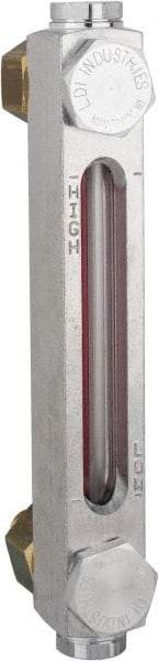 LDI Industries - 1/4-18 Thread, 3-1/2 Inch Sight Length, 290 Max psi, Closed Circuit Liquid Level Sight Gauge with Pipe Adapter - 5 Inch Length to Center of Base, 6-5/8 Inch Overall Length, Buna-N Seal - Apex Tool & Supply