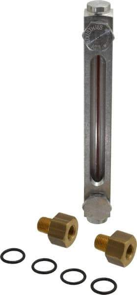 LDI Industries - 1/4-18 Thread, 4-1/2 Inch Sight Length, 290 Max psi, Closed Circuit Liquid Level Sight Gauge with Pipe Adapter - 6 Inch Length to Center of Base, 7-5/8 Inch Overall Length, Buna-N Seal - Apex Tool & Supply