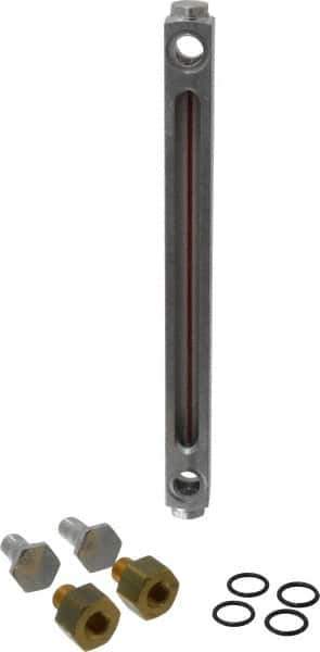 LDI Industries - 1/2-18 Thread, 7-1/2 Inch Sight Length, 290 Max psi, Closed Circuit Liquid Level Sight Gauge with Pipe Adapter - 9 Inch Length to Center of Base, 10-5/8 Inch Overall Length, Buna-N Seal - Apex Tool & Supply