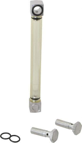 LDI Industries - 1/2-20 Thread, 6-9/32 Inch Sight Length, 125 Max psi, Closed Circuit Liquid Level Rigid Plastic Sight Gauge - 8 Inch Length to Center of Base, Buna-N Seal, 70° Working Temp, 225°F Max - Apex Tool & Supply