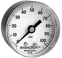 Ashcroft - 1-1/2" Dial, 1/8 Thread, 0-160 Scale Range, Pressure Gauge - Center Back Connection Mount - Apex Tool & Supply