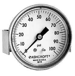 Ashcroft - 2-1/2" Dial, 1/4 Thread, 30-0-160 Scale Range, Pressure Gauge - Center Back Connection Mount - Apex Tool & Supply