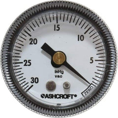 Ashcroft - 1-1/2" Dial, 1/8 Thread, 30-0 Scale Range, Pressure Gauge - Center Back Connection Mount - Apex Tool & Supply
