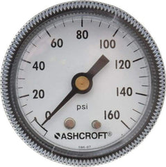 Ashcroft - 2" Dial, 1/4 Thread, 0-160 Scale Range, Pressure Gauge - Center Back Connection Mount - Apex Tool & Supply