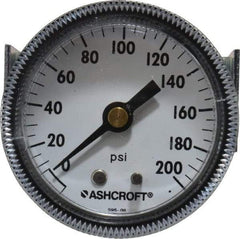 Ashcroft - 2" Dial, 1/4 Thread, 0-200 Scale Range, Pressure Gauge - Center Back Connection Mount - Apex Tool & Supply