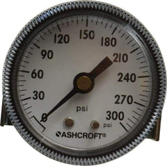 Ashcroft - 2" Dial, 1/4 Thread, 0-300 Scale Range, Pressure Gauge - Center Back Connection Mount - Apex Tool & Supply