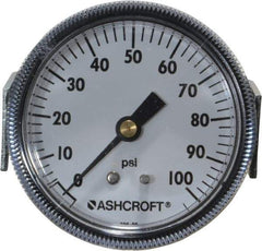 Ashcroft - 2-1/2" Dial, 1/4 Thread, 0-100 Scale Range, Pressure Gauge - Center Back Connection Mount - Apex Tool & Supply