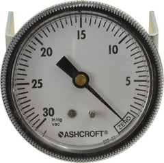 Ashcroft - 2-1/2" Dial, 1/4 Thread, 30-0 Scale Range, Pressure Gauge - Center Back Connection Mount - Apex Tool & Supply