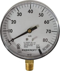 Ashcroft - 3-1/2" Dial, 1/4 Thread, 0-100 Scale Range, Pressure Gauge - Lower Connection Mount - Apex Tool & Supply