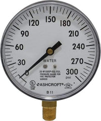 Ashcroft - 3-1/2" Dial, 1/4 Thread, 0-300 Scale Range, Pressure Gauge - Lower Connection Mount - Apex Tool & Supply