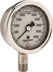 Ashcroft - 2-1/2" Dial, 1/4 Thread, 0-5,000 Scale Range, Pressure Gauge - Lower Connection Mount, Accurate to 1% of Scale - Apex Tool & Supply